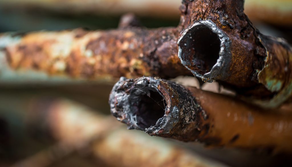 rusty pipes closeup