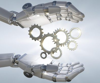 3d-rendering-robot-hand-holding-metal-3d-mechanical-gear