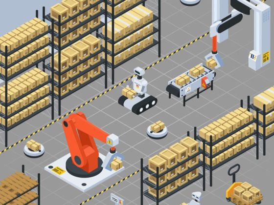 Automatic Logistics  Delivery Isometric Background