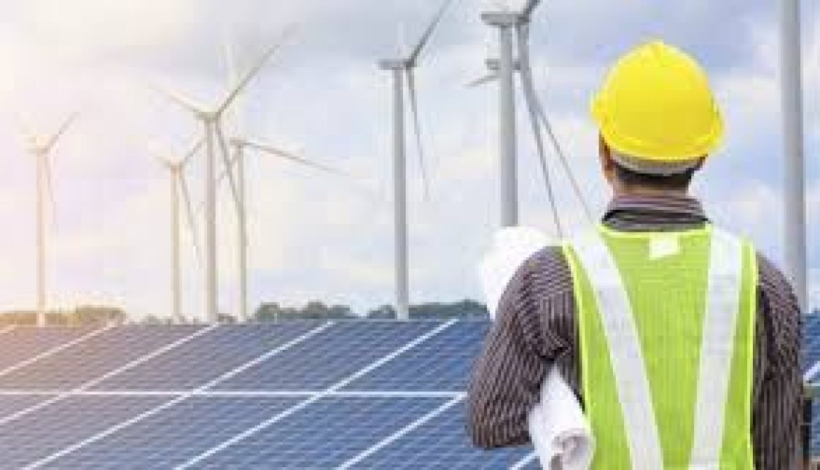 man looking at wind towers for offshore fabrication